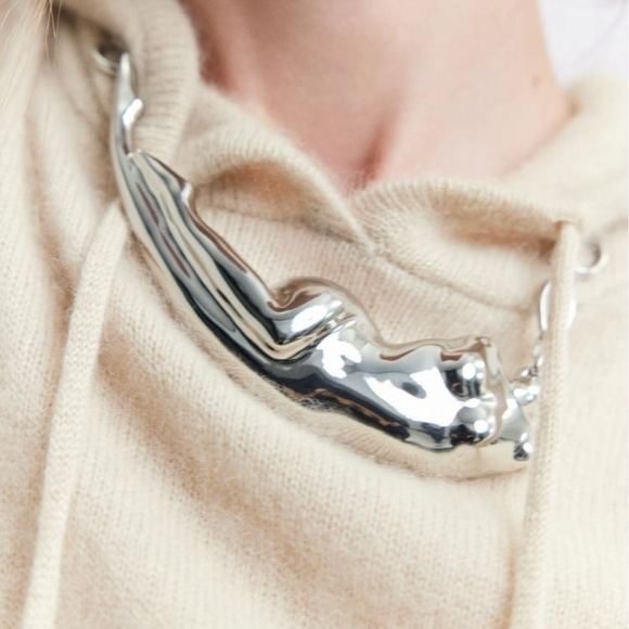 ZARA Metal Torso Chain Link Necklace - Picture 4 of 12